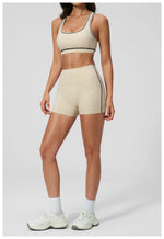 Summer New Color Contrast Yoga Set Women Tight I-shaped Back Sports Bra Versatile Fitness Suit High Waist Shorts Workout Clothes