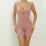 Adjustable double straps Open backV shape back design Scrunch butt No front seam Flatlock InseamRemovable pads BODYSUIT
