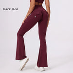 DIAS FIT JOY Women's pocket bell bottoms yoga high waisted hip lifting fitness pants quick drying running exercise fitness gym