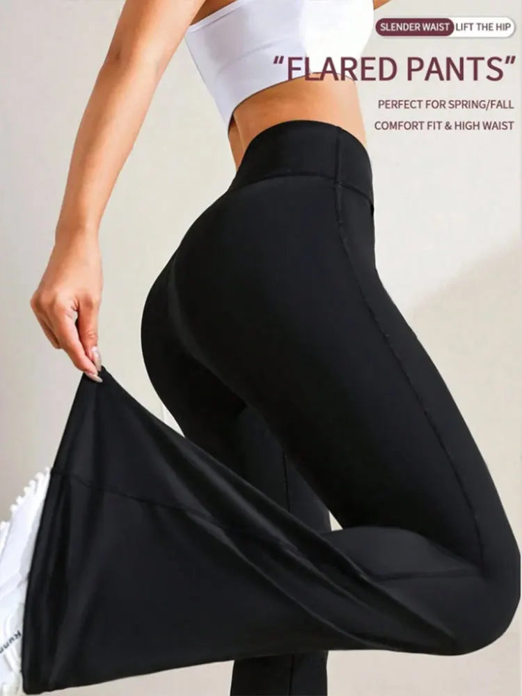 Nude Tight Yoga Pants High Waist Wide Leg Flared Trousers Spring And Summer Running Fitness Sportswear Plus Size Leggings Jeans