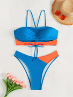 ZTVitality Sexy Patchwork Bikini Set 2025 New Arrival Biquini Padded Bra Drawstring Swimsuit Women's Swimwear Summer Beachwear