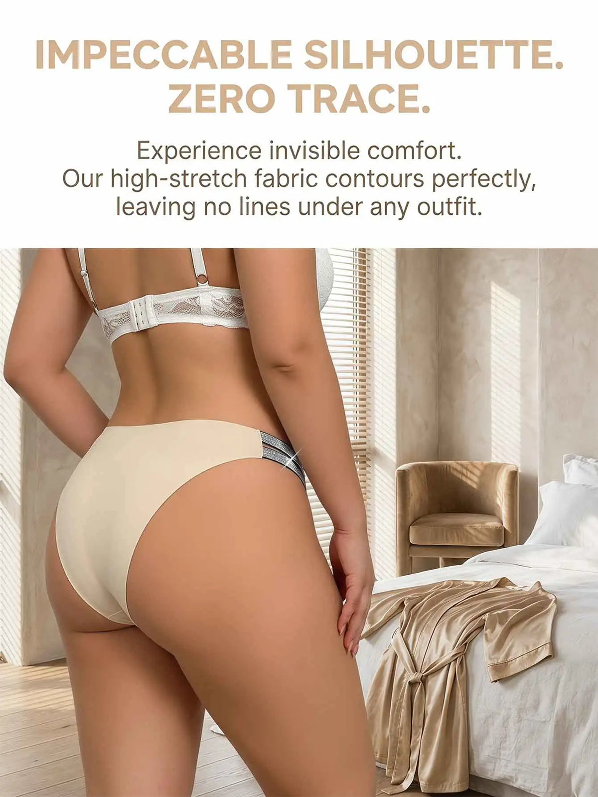 1XL-3XL Plus Size High Cut Panties for Women Sparkly Waistband Seamless Underwear Stretchy Soft BriefsC2457
