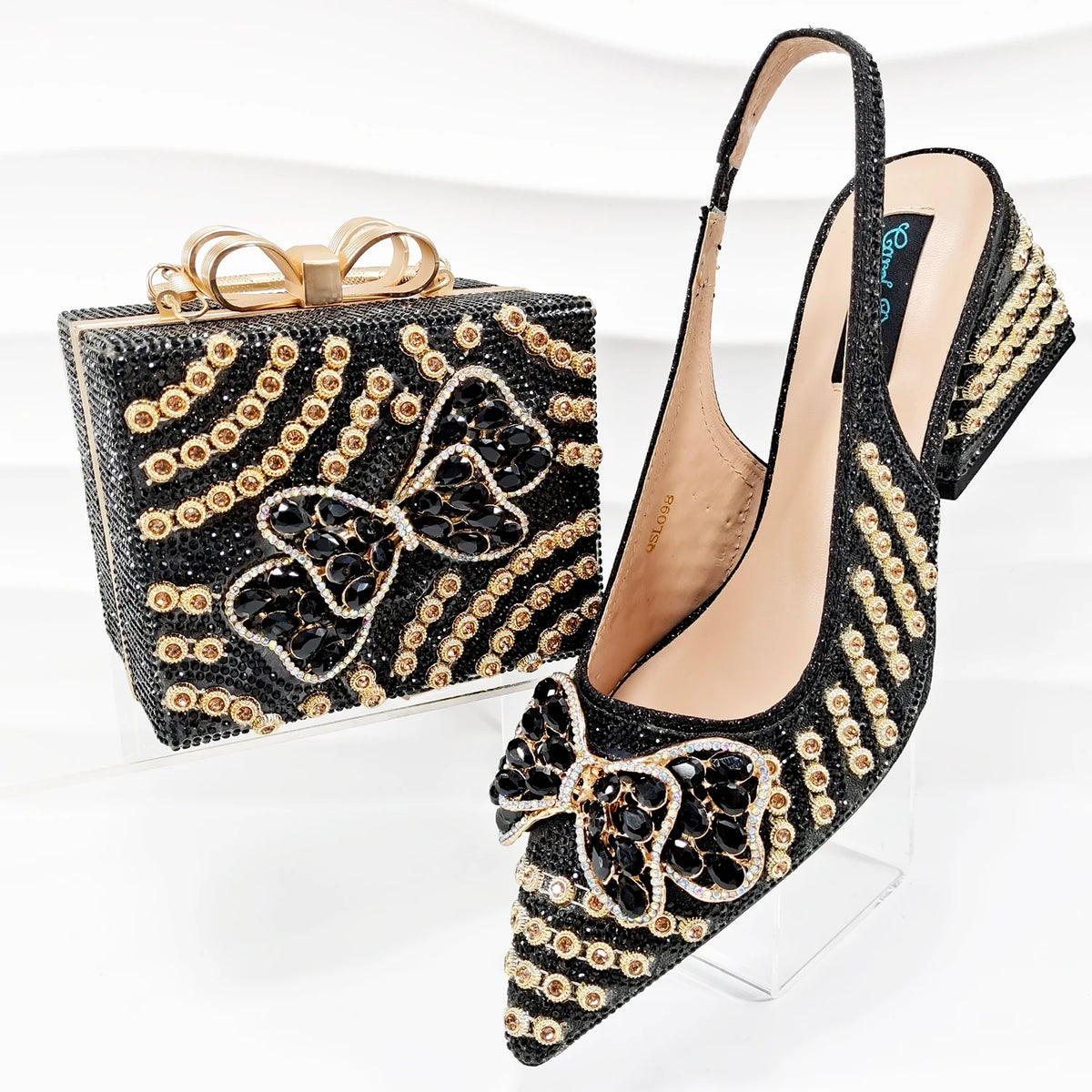 Doershow nice African Shoes And Bag Matching Set With GOLD Hot Selling Women Italian Shoes And Bag Set For WeddingHKK1-17