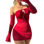 Women Slim Fit Mini Dress With Gloves Fairy Ultra Sexy Transparent Bra Lingerie Sets Secret Nightgown Underwear