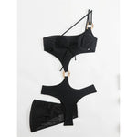New Asymmetric One Shoulder With Skirt One Piece Swimsuit Women Swimwear Female Metal Ring Padded Bather Bathing Suit Swim K7082