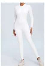 Women Sportwear Yoga Jumpsuit Zip Long Sleeve Back Open Outfit Fitness Tracksuit Tight One-piece Gym Overalls Sports Bodysuit