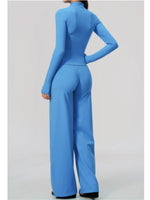 3 PCS Yoga Sets Women Long Sleeve Zipper Slim Jacket+sports Bra+high Waist Flare Pants Fitness Suits Gym Exercise Athletic Wear