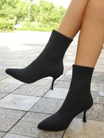 Women Socks Boots Stretch Fabric Women Ankle Boots Pointed Toe High Heels Slip-On Sexy Sock Heeled Chelsea Boots 2026