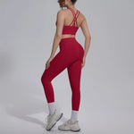 Women's Yoga Set Sports Fitness Running Beautiful Back Slim Fit Bra Hip-lifting High Waist Pants Workout Training Gym Suits