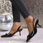 Bow Strap Fashion Pointed Toe Shallow Mouth Stiletto 2026 Plus Size Bag Toe Sandals
