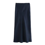 Foridol Autumn Winter Burgundy Satin Skirt Women Party Silk Skirt High Waist Straight Long Faldas Mujer Christmas Skirt