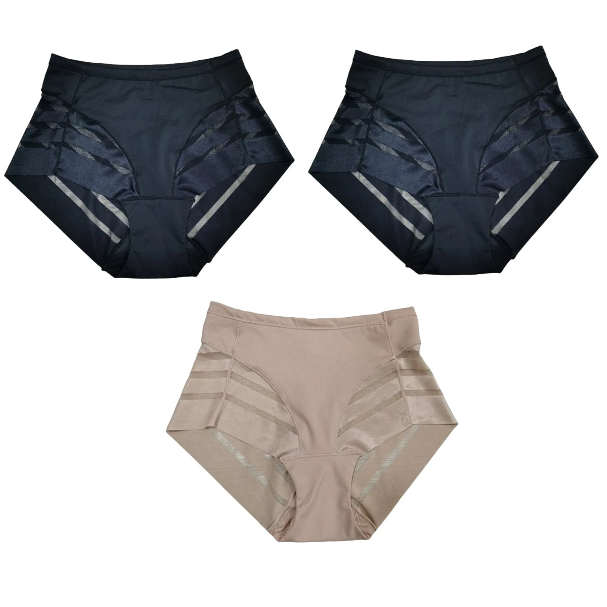 3Pcs/Set Women Panties High Waist Briefs Tummy Control Mesh Elastic Shapewear Ice Silk Female Seamless Underwear Sexy Lingerie