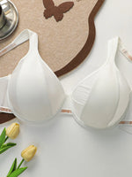 White Plus Size Underwire Bra Women Full Coverage Push Up bra Letter Print Adjustable Straps Big Cup Supportive Seamless Bra