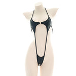 Sexy Jumpsuit patent leather bikini Straps Bandage Bodysuit Beach Girl One-piece Bikini Costume Women Pajamas Lingerie Uniform