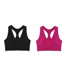 2Pcs/Set Women Deep V Neck Y-Back Padded Tank Bra Rib Cropped Tank Bralette Racerback Strap Daily Inner Top One Size Underwear