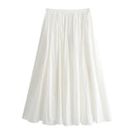 Foridol Solid White A-line Long Skirt Spring Summer Women Elegant Pleated Skirt Bottoms 2025 High Waist Female Faldas Mujer
