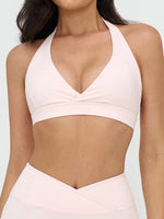 Naked Sports Bras Women Solid Coffee Cross V-neck Shock-absorbing Yoga Suit Gym Fitness Running Workout Crop Top