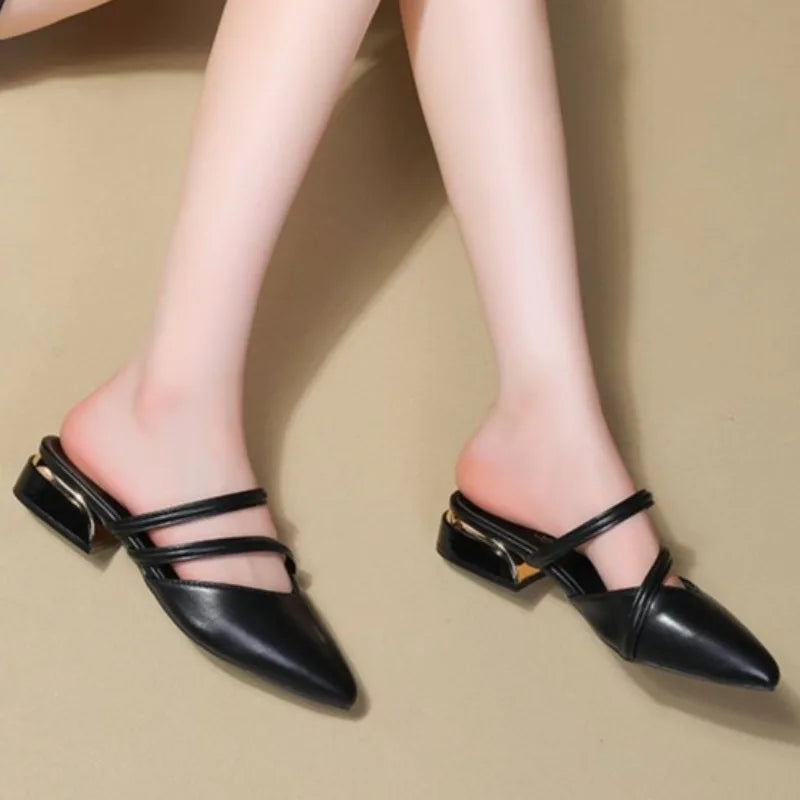 Toe Narrow BandSlippers Women Fashion Shallow Sandal Elegant Summer Footwear Woman