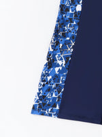 Women One-piece Sports Swimsuit Professional Training Athletic Boyleg Bathing Suit Printed Swimwear Patchwork Beach Wear Blue
