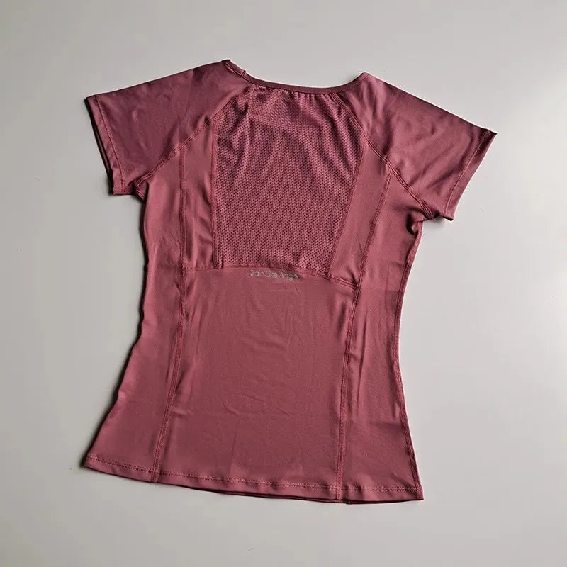 Women's Mesh Sports Fitness T-Shirt Quick Dry round Neck Pullover Short Sleeve Breathable Yoga Top for Workout And Fitness