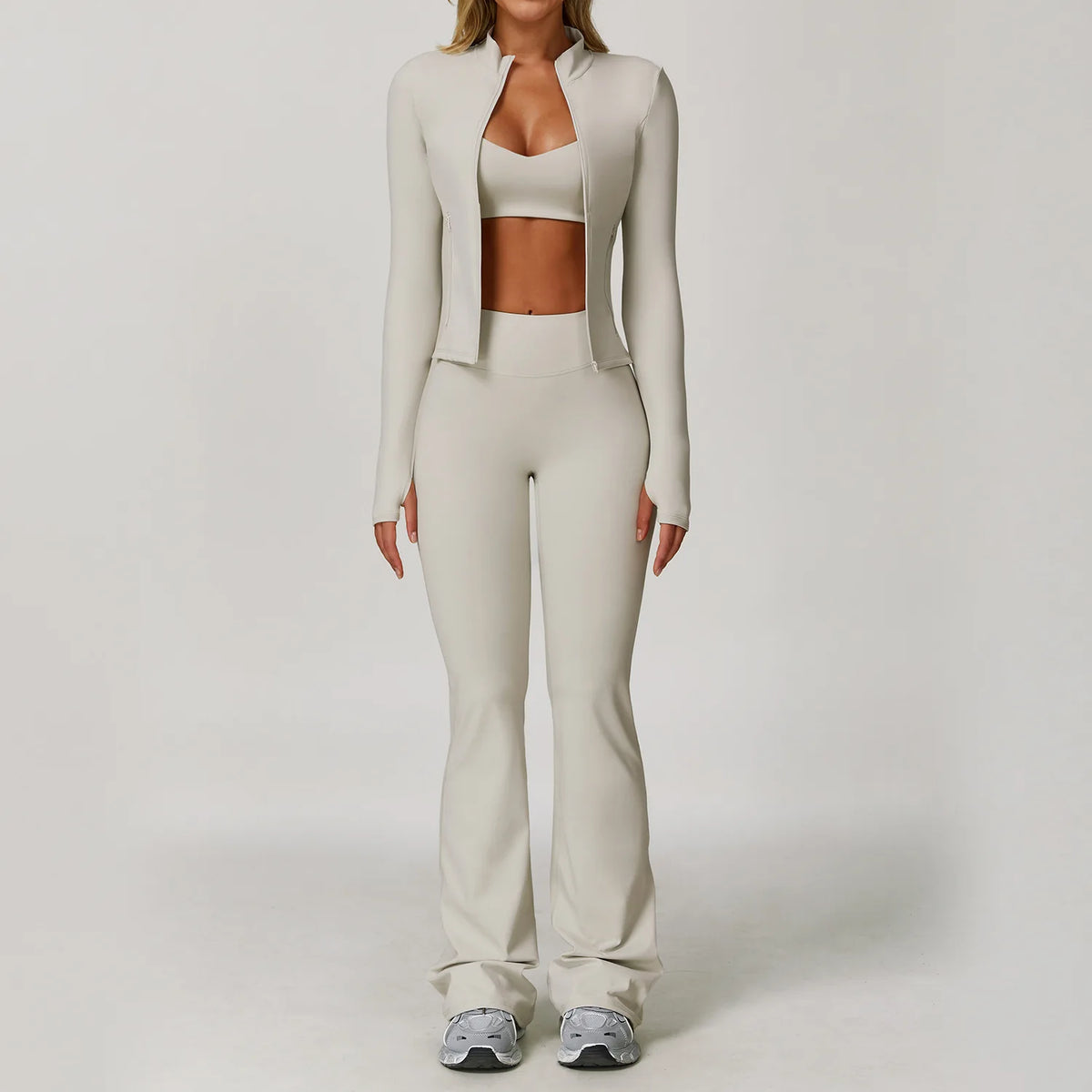 2/3PCS Yoga Suit Women Tracksuits Gym Clothes Workout Flared Pants Zipper Long SleeveAthletic Wear Female Sports Yoga Clothing
