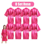 6-15Pcs Multicolors Spa Robes for Girls Spa Birthday Kimono for Girls Soft Silk Satin Slumber Sleepover Pyjama Party Supplies