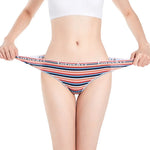 5Pcs/Set G-string Women Panties Female Low Waist Thongs Seamless Underwear Sexy Lingerie Rainbow Striped Cotton Underpants M-XL