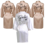 Wedding Party Team Bride Robe With Black Letters Kimono Satin Pajamas Bridesmaid Bathrobe SP001