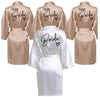 Wedding Party Team Bride Robe With Black Letters Kimono Satin Pajamas Bridesmaid Bathrobe SP001