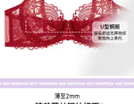 Ultra Thin Lingerie Set, French Lace Underwire Bra for Large Boobs Push Up & Gather, Sexy Pure Design, Breathable Comfort MOYISU