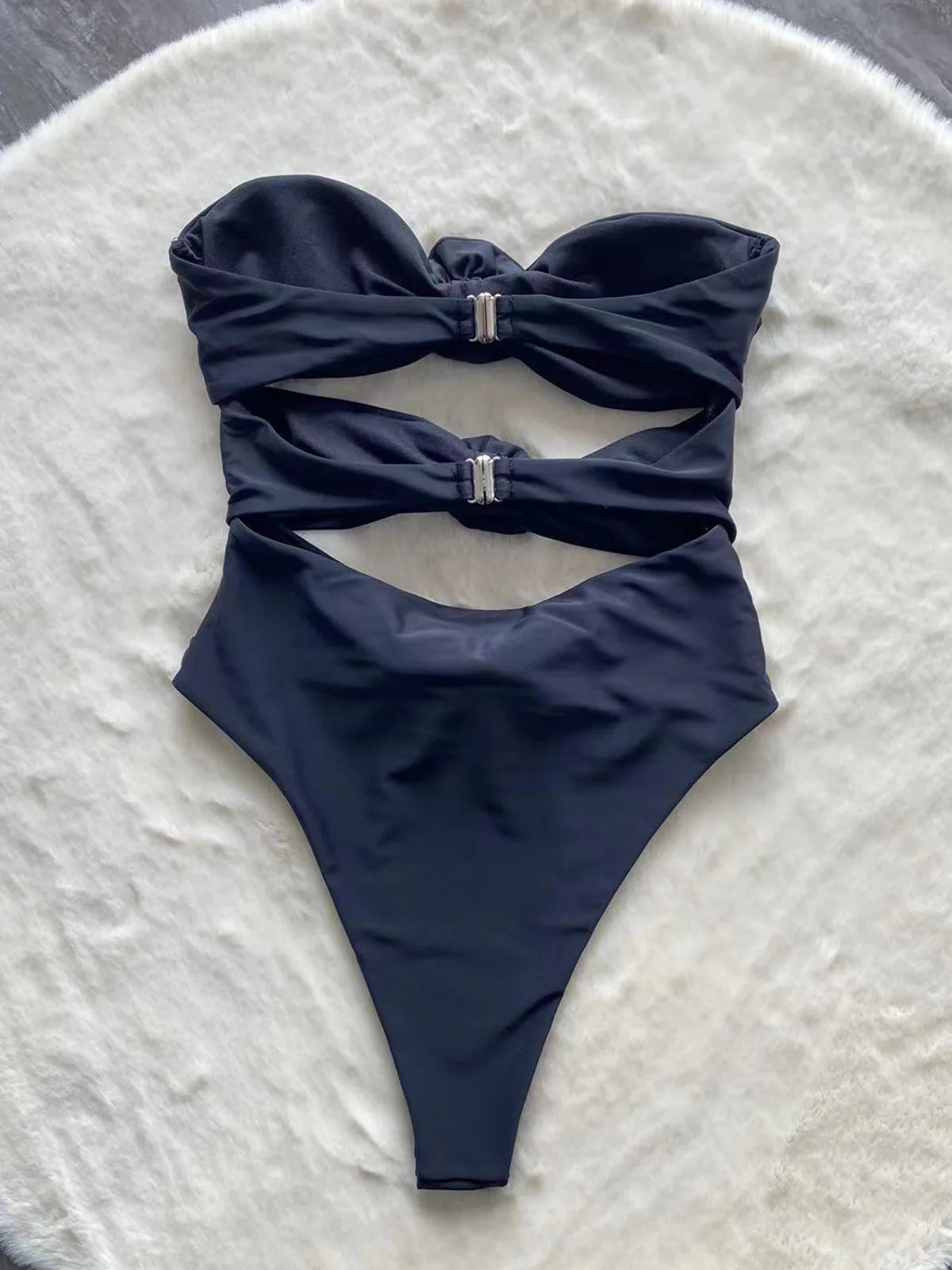 DEKA Solid Floral Swimwear Ruffle One Piece Swimsuit Hllow Out Push Up Women Bikini Set Slimming Bathing Suit Beach Wear