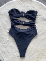 DEKA Solid Floral Swimwear Ruffle One Piece Swimsuit Hllow Out Push Up Women Bikini Set Slimming Bathing Suit Beach Wear