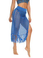Womens Swimwears Skirts Knit Hollow Out Bikini Cover-ups See Through Club Beach Sexy Tie-ups Waist Tassel Hem Split Skirts