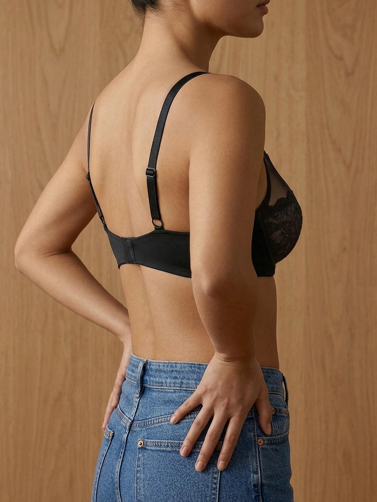 Women Sheer Mesh Lace Bra Floral Thin Cup Underwire Sexy Bra Side Support Slimming Breathable Lingerie