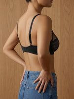 Women Sheer Mesh Lace Bra Floral Thin Cup Underwire Sexy Bra Side Support Slimming Breathable Lingerie