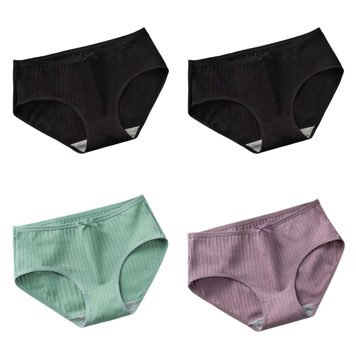 4Pcs/Set Women Cotton Panties Low Waist Briefs Breathable Comfort Underwear Sexy Lingerie Solid Color Underpants Intimates M-XL