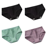 4Pcs/Set Women Cotton Panties Low Waist Briefs Breathable Comfort Underwear Sexy Lingerie Solid Color Underpants Intimates M-XL