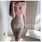 WOMENGAGA Mid Length Skirt For Elegance Apricot Slim Mini Dress Sweet Sexy Korean Women 2023 Skirts High Waist Fashion HGR0