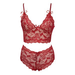 2026 New Floral Thin Lace Lingerie Set Women Triangle Cup Bralette Adjustable Strap Printed Intimate Underwear Suit