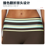 Women's 2 Piece Yoga Set Halter Neck Crop Top Fold Over Waist Wide Legged Flare Trousers Polka Dot Striped Gym Workout Running
