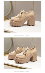 Spring Women Pumps Black Loafers Chunky 10CM High Heels High Platform British Autumn Ladies Thick Bottoms Shoes 2026 New