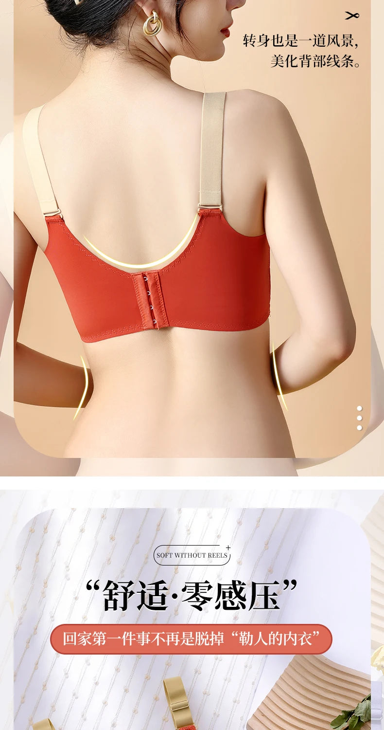 Women's Plus Size Minimizer Bra Full Coverage Lingerie Wire Free Push Up Bra for Femme Brest Pumping Underwear Plus Size 44 46DE