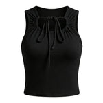 2026 Fashion Women Front Tie-ups Vest Casual Stylish Sleeveless Slim Fit Solid Color Tank Tops Summer Streetwear