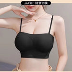 MOYISU Anti Slip Halter Bra for Small Chest, Push Up Enhancer Pads Rounded Shape, Invisible Seamless Cover No Show Lift Bralette