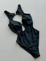 Sexy Hollow Out Metal Buckle One Piece Swimsuit 2026 Women Black Backless Slimming Bathing Suit Beach Holiday Swimwear Monokini