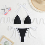 2026 Summer Women Patchwork Swimsuit Sexy Backless Neck Bikini Set Lace-up Bathing Suit Beachwear Femme Padded Swimwear Holiday