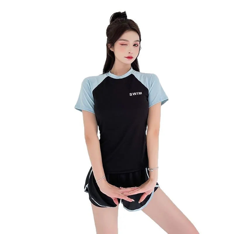 Swimsuit Women's Two-piece Split Sports Style Student Conservative Cover Belly Slimming Hot Spring Ins Style Plus SizeSwimsuit