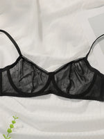 Sparkling sexy ultra-thin mesh underwear set with large chest and small display steel ring support anti sagging bra set YS3034