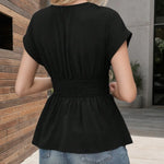 Summer V-Neck T-Shirt for Women Fashion Raglan Sleeve T-Shirt Casual Solid Color Multi-Color Women's Top