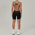 Summer New Gym Romper Padded Outdoor Sports Jumpsuit Hollow Open Back Yoga Suit Dance Sports Bodysuit Hip Lift Workout Yoga Sets